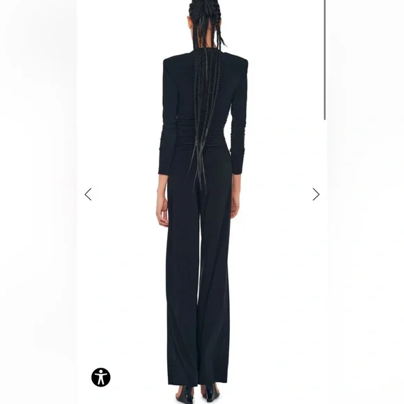 Norma Kamali Black Shoulder Pad Jumpsuit Medium 36 - Picture 3 of 9